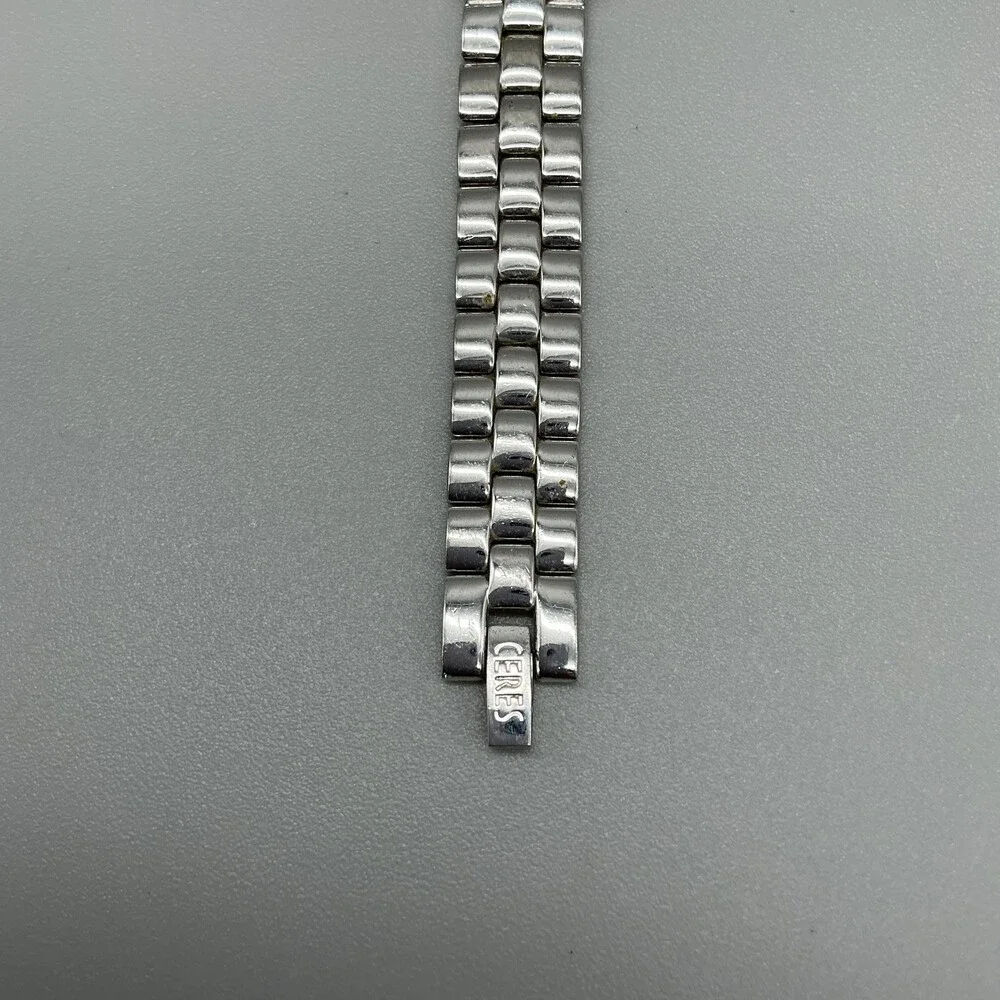 Ceres M-261 Womens Watch 24mm Silver Tone Bracelet Crystals New Battery 6.5